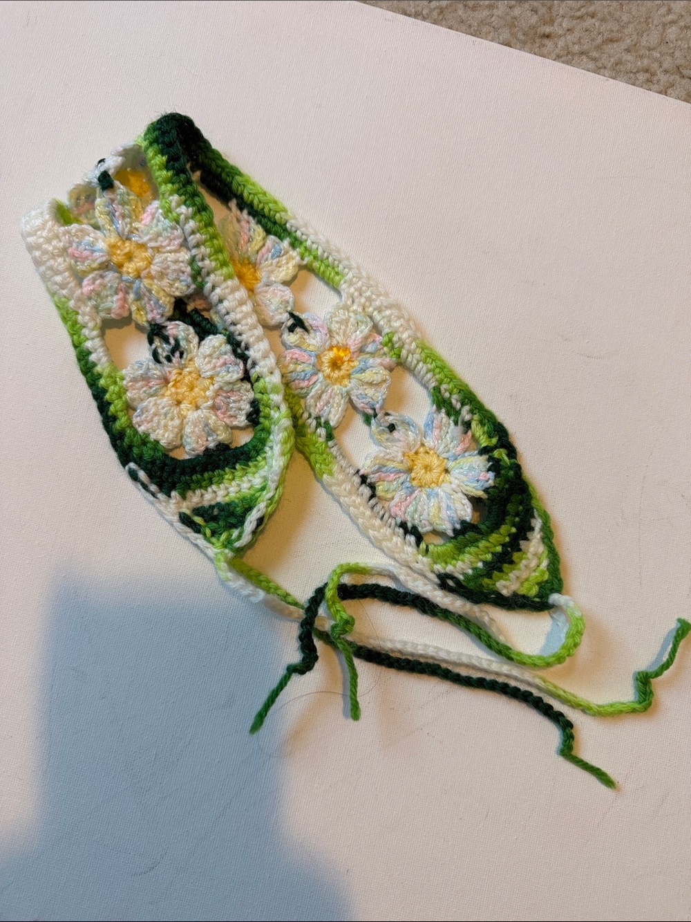 Handmade Green Floral Crochet Headband